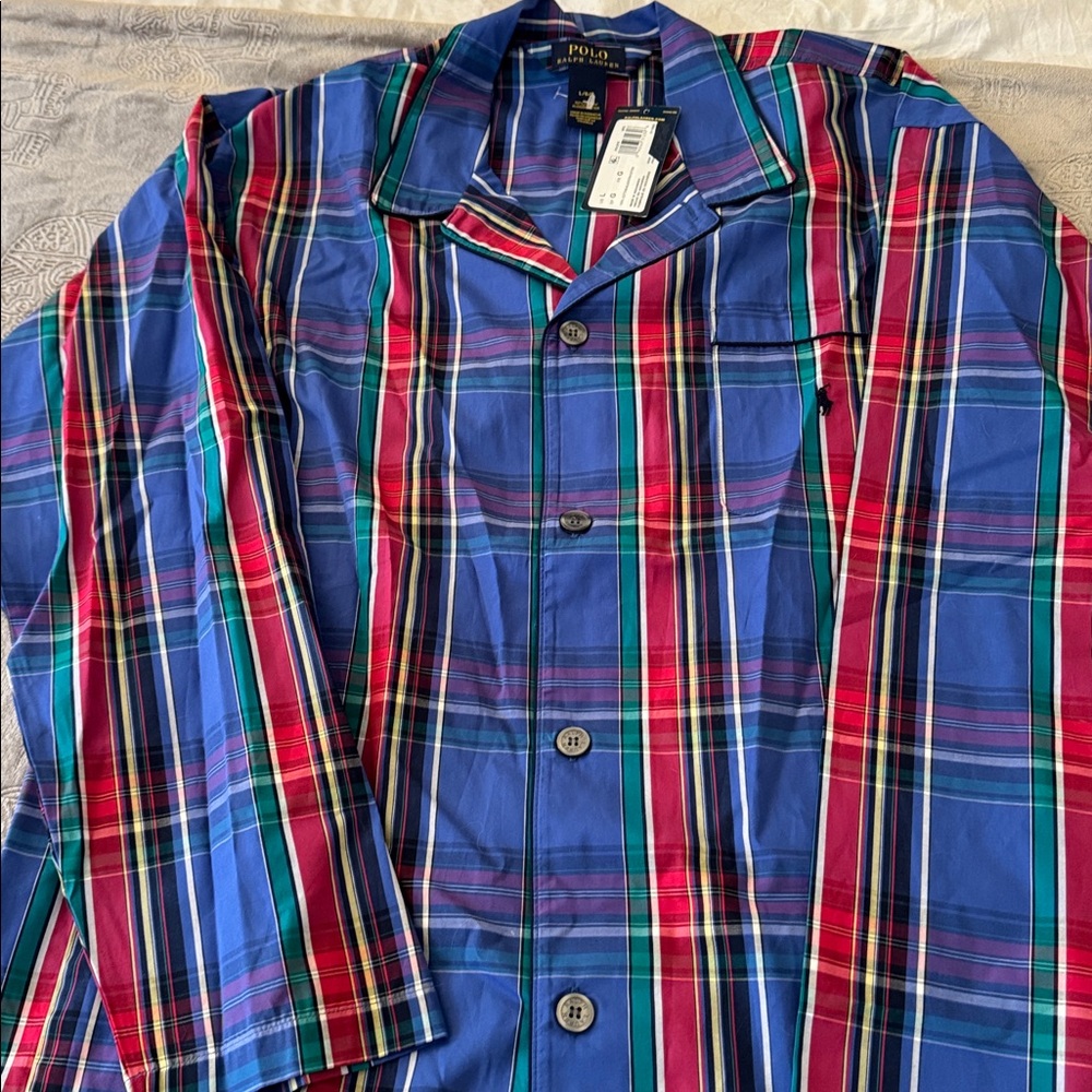 Ralph Lauren Colorful Plaid Sleep Shirt Large NEW w tags